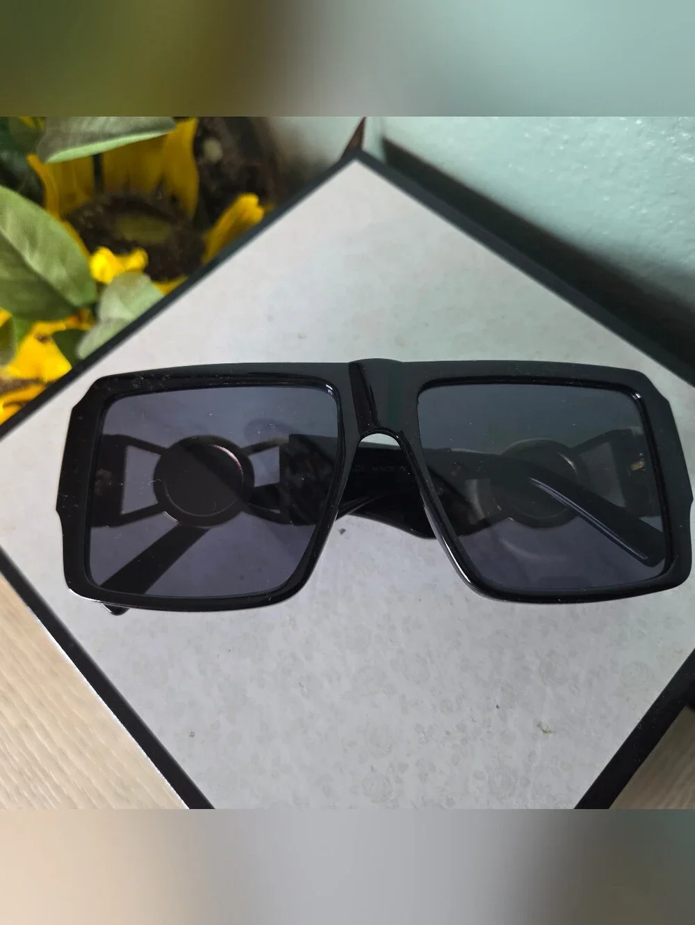 Gold-Accented Black Designer Sunglasses